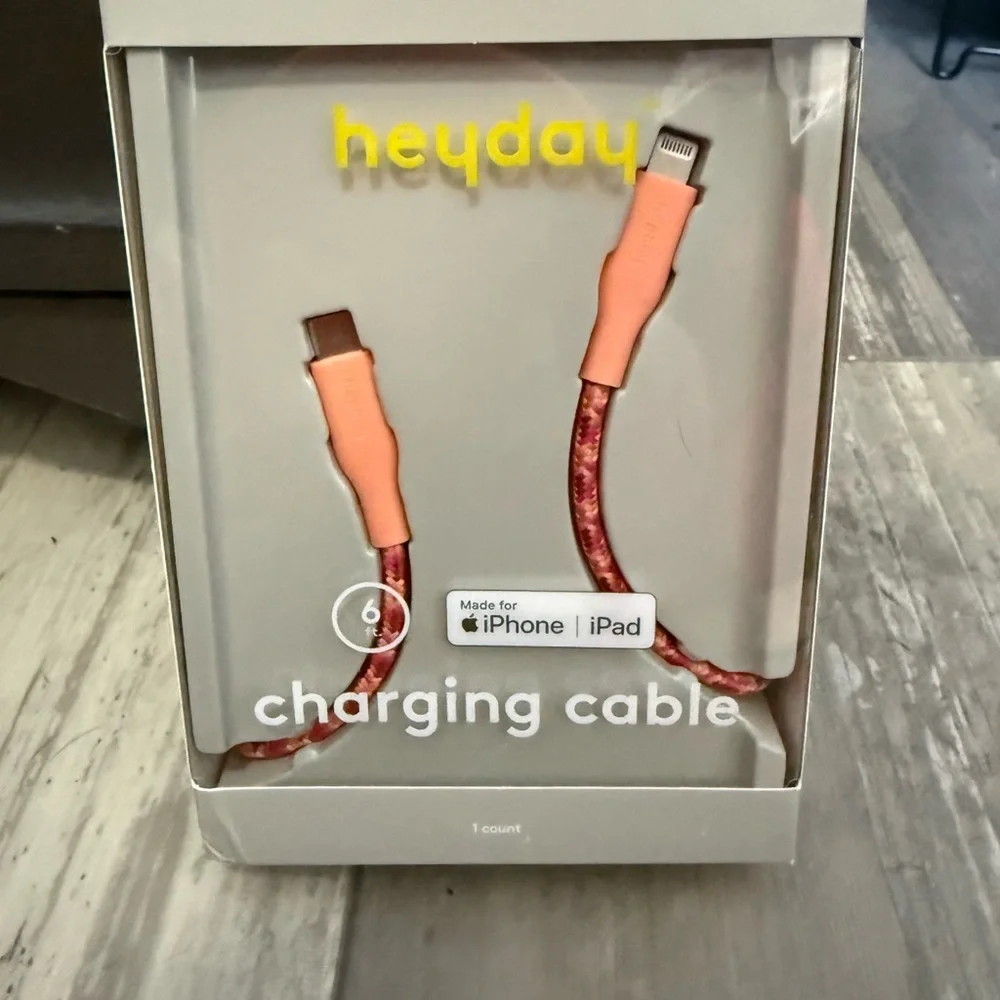 Heyday Coral and Red Charging Cable for iPhone and iPad